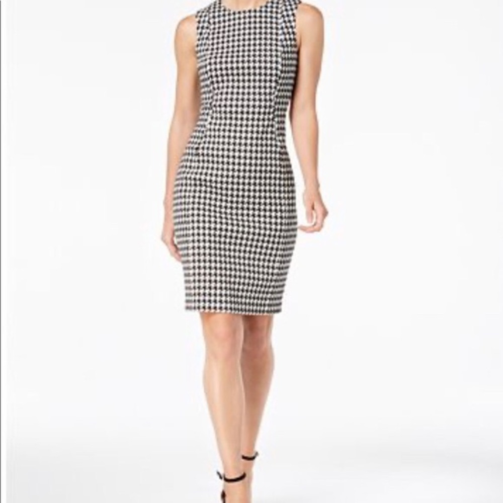 Calvin Klein Houndstooth Sleeveless Sheath Dress